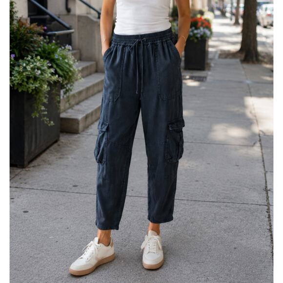 H&M Pants - NWT H&M Cargo High Rise Pull On Pant Womens 6 Gray Stone Wash Lyocell Relaxed